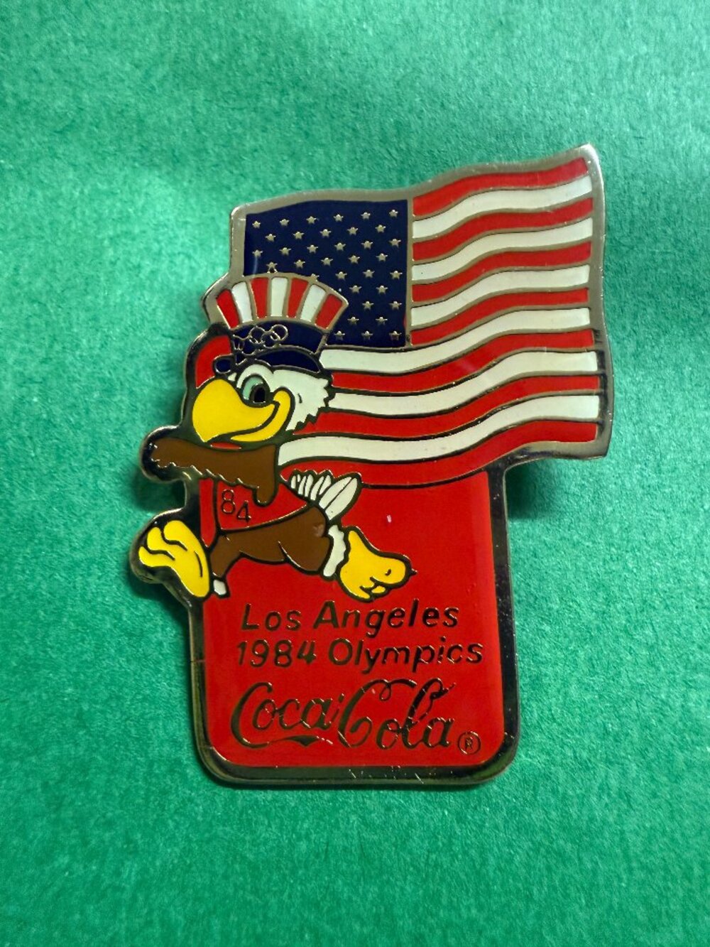 Los Angeles 1984 Olympics Coca Cola Pin Sam Eagle Lapel Enamel Collectible